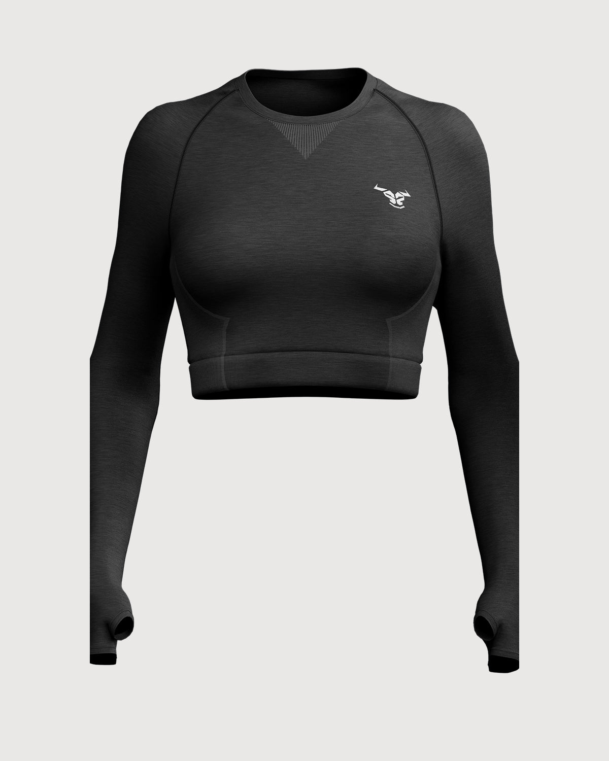 Progress Seamless Crop Top - Black Marl