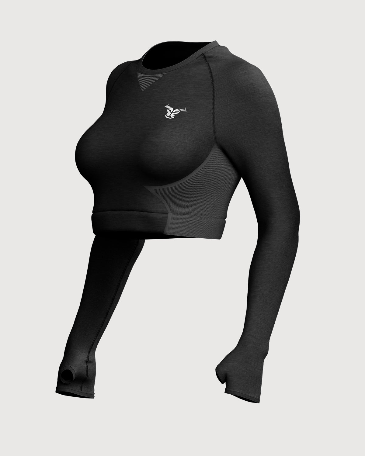 Progress Seamless Crop Top - Black Marl