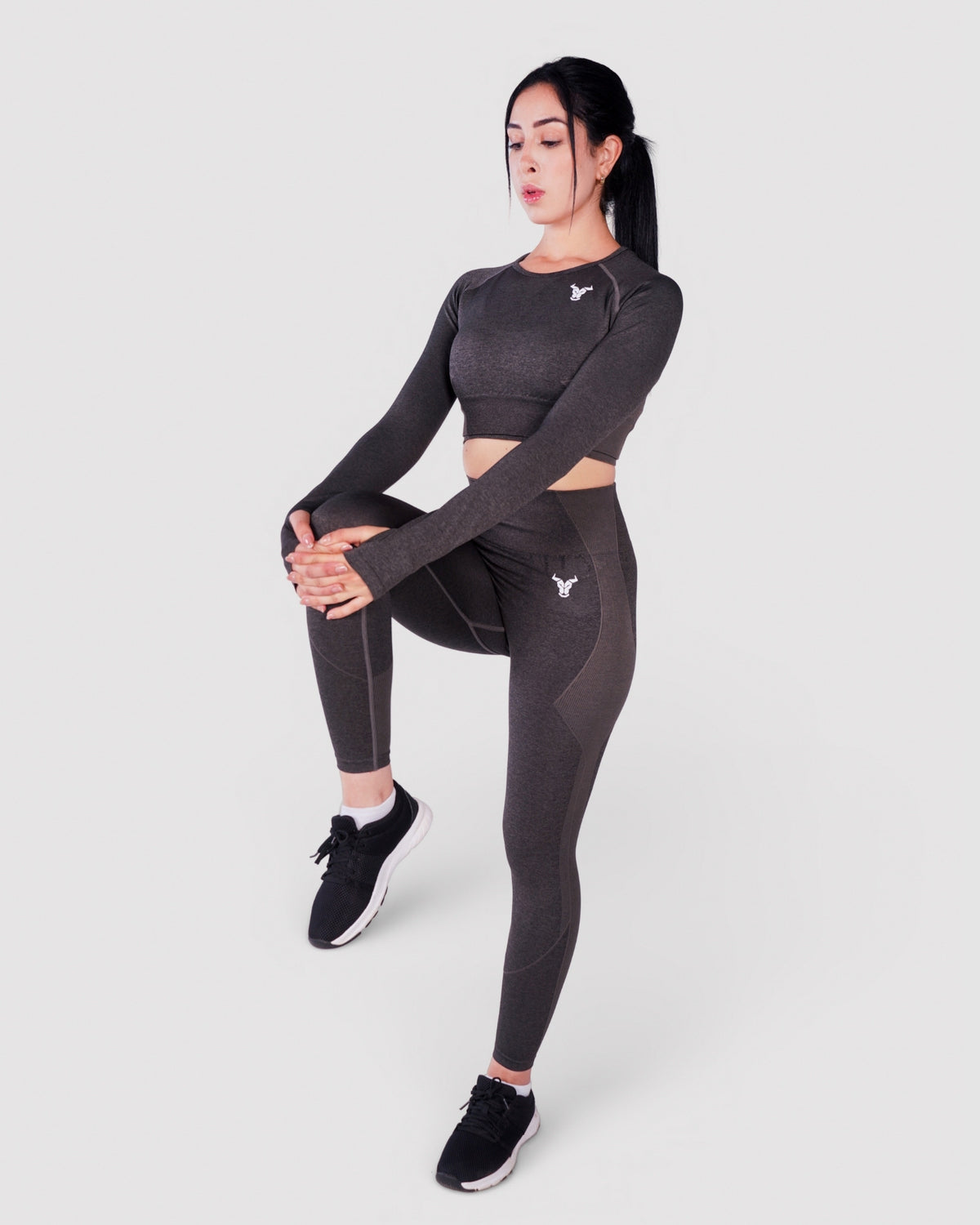 Progress Seamless Crop Top - Black Marl