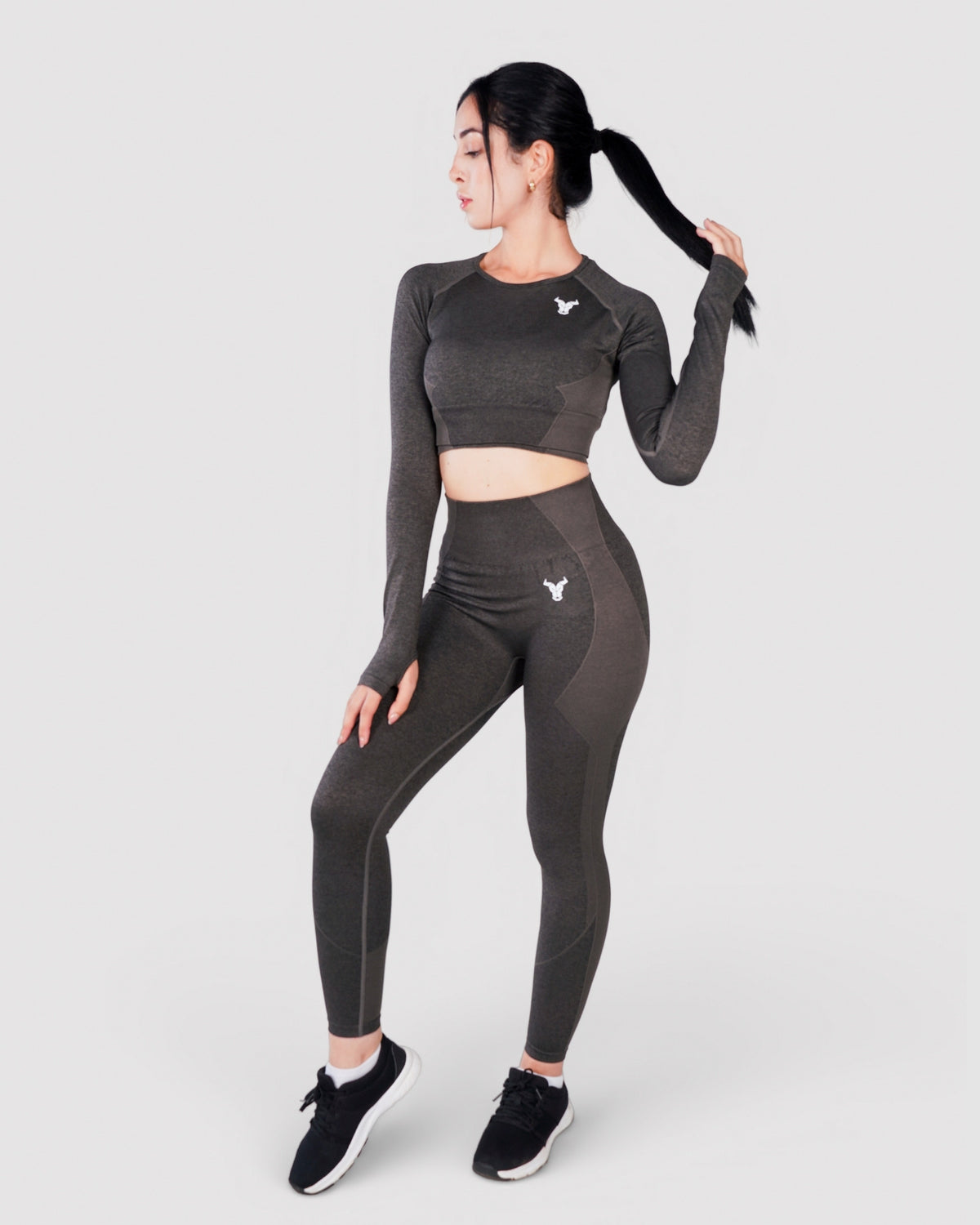 Progress Seamless Crop Top - Black Marl