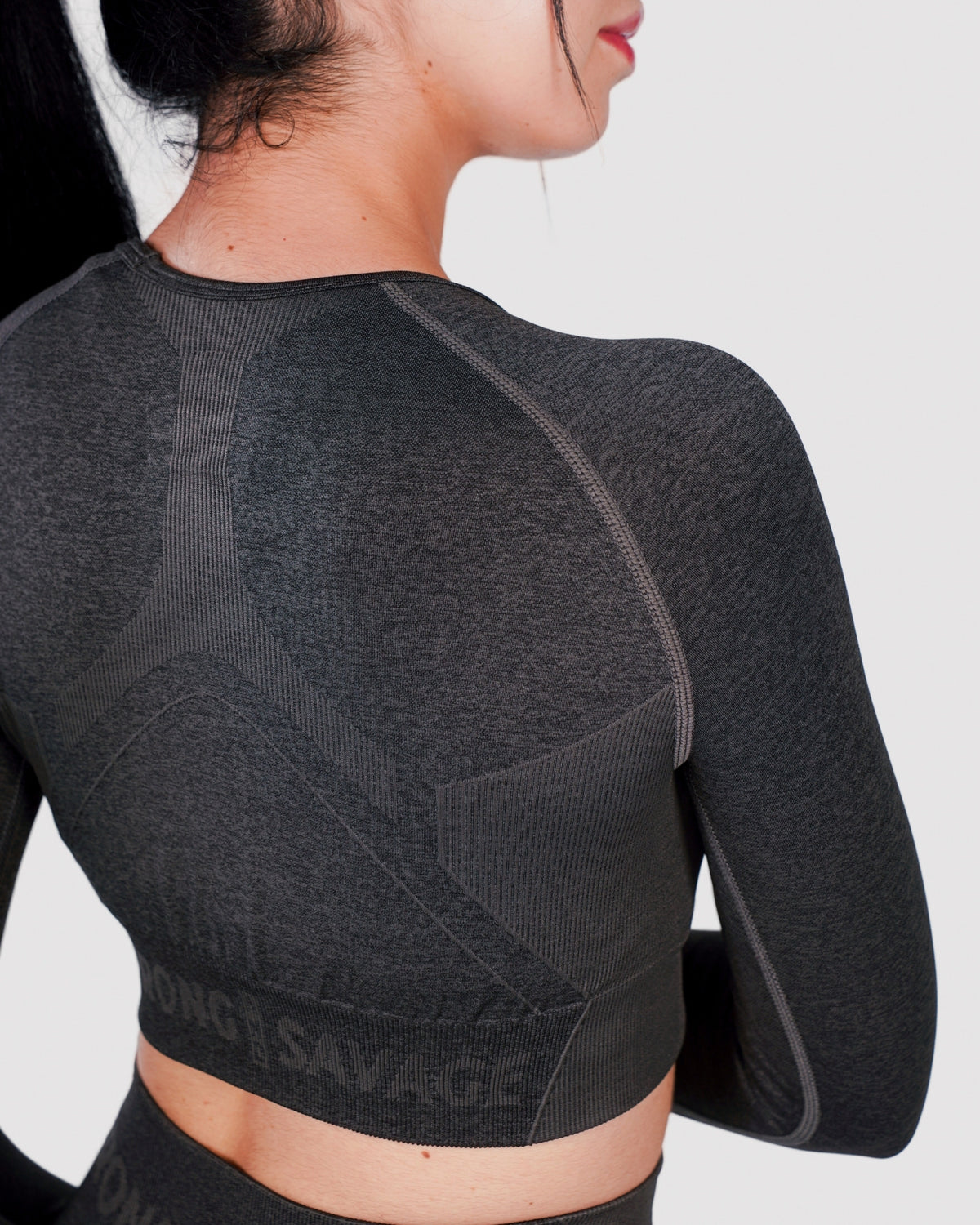 Progress Seamless Crop Top - Black Marl