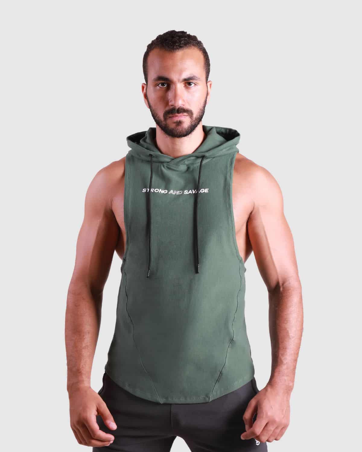 Primal Sleeveless Hoodie - Khaki