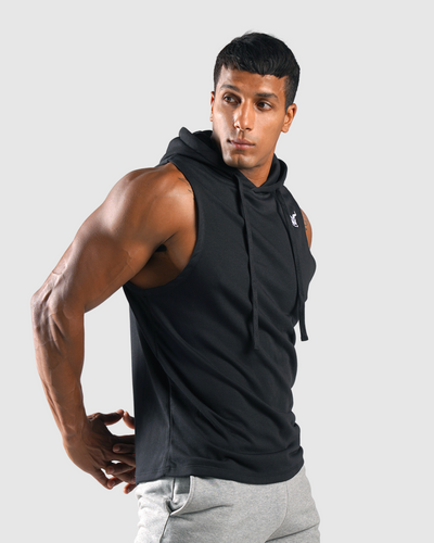 ايسنشال  هودي بدون أكمام - أسود