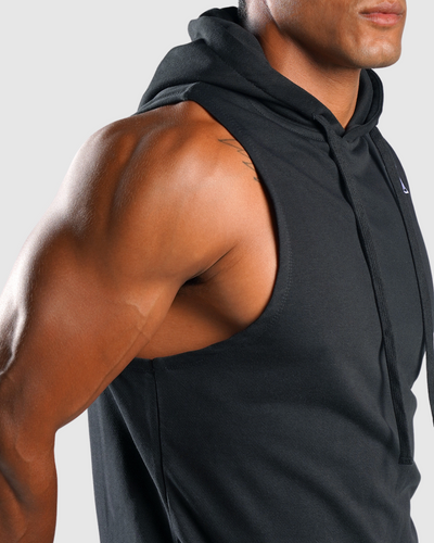 ايسنشال  هودي بدون أكمام - أسود