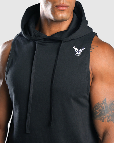 ايسنشال  هودي بدون أكمام - أسود