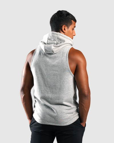 Essential Sleeveless Hoodie - Grey Marl