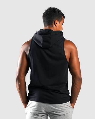 ايسنشال  هودي بدون أكمام - أسود