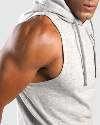 Essential Sleeveless Hoodie - Grey Marl