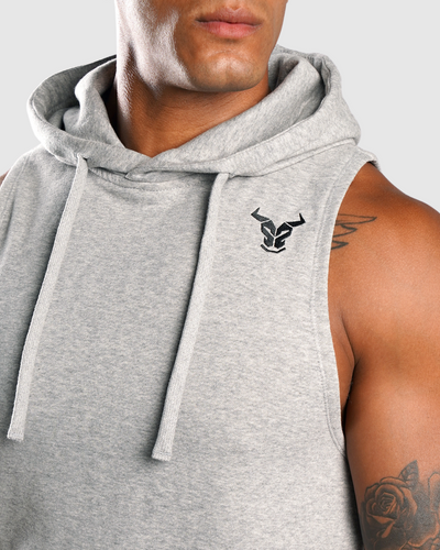 Essential Sleeveless Hoodie - Grey Marl
