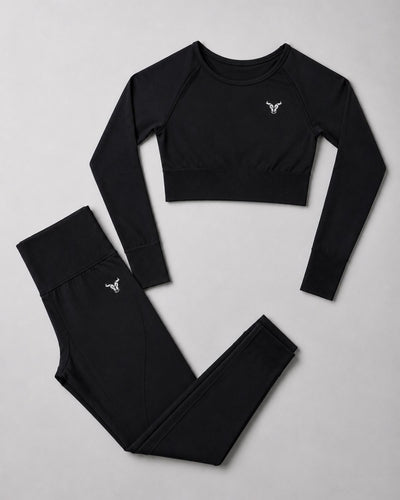 Crop Top & Leggings - Black