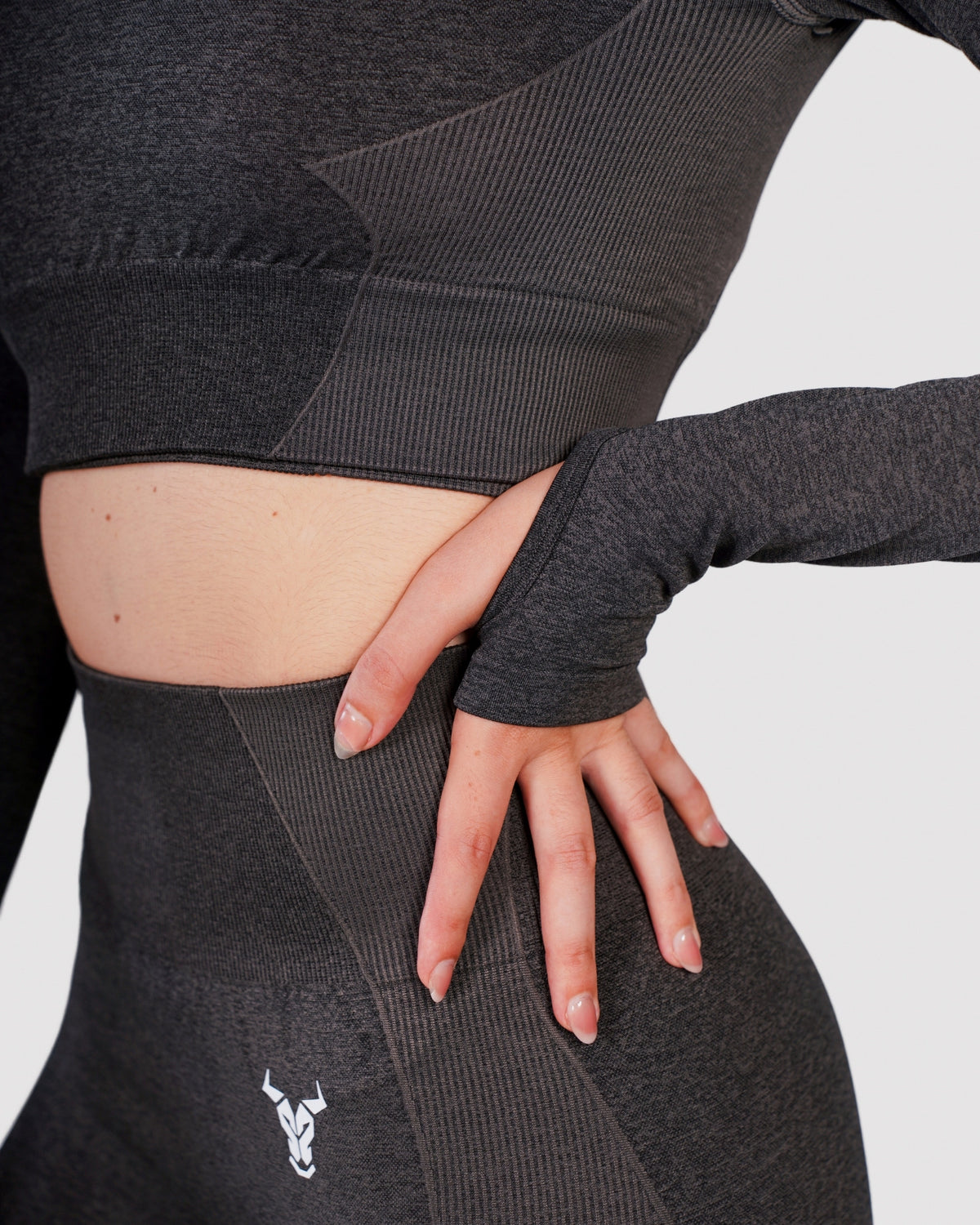 Progress Seamless Crop Top - Black Marl
