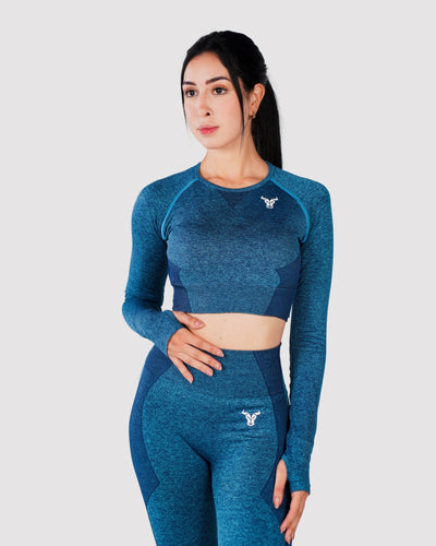 Progress Seamless Crop Top - Blue Marl