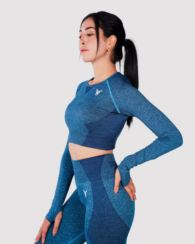 Progress Seamless Crop Top - Blue Marl