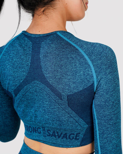 Progress Seamless Crop Top - Blue Marl