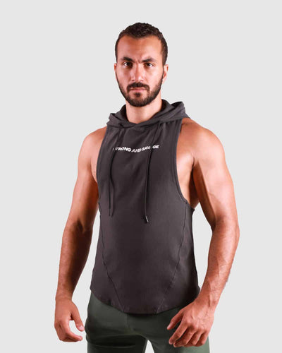 Primal Sleeveless Hoodie - Dark Grey