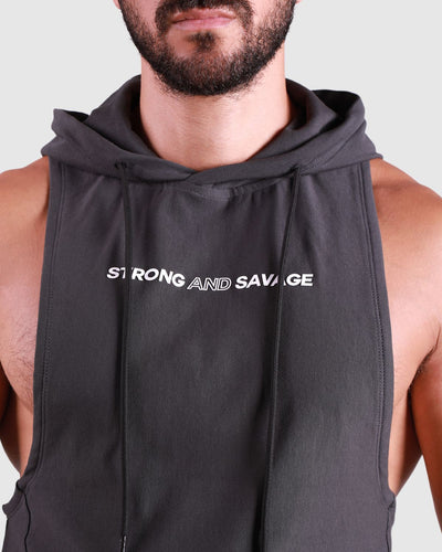 Primal Sleeveless Hoodie - Dark Grey