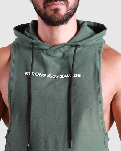 Primal Sleeveless Hoodie - Khaki