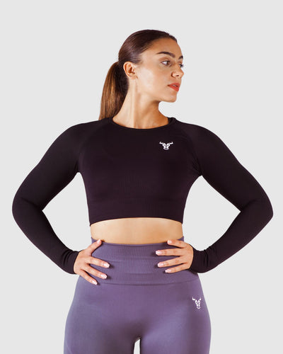 Essential Seamless Crop Top - Black